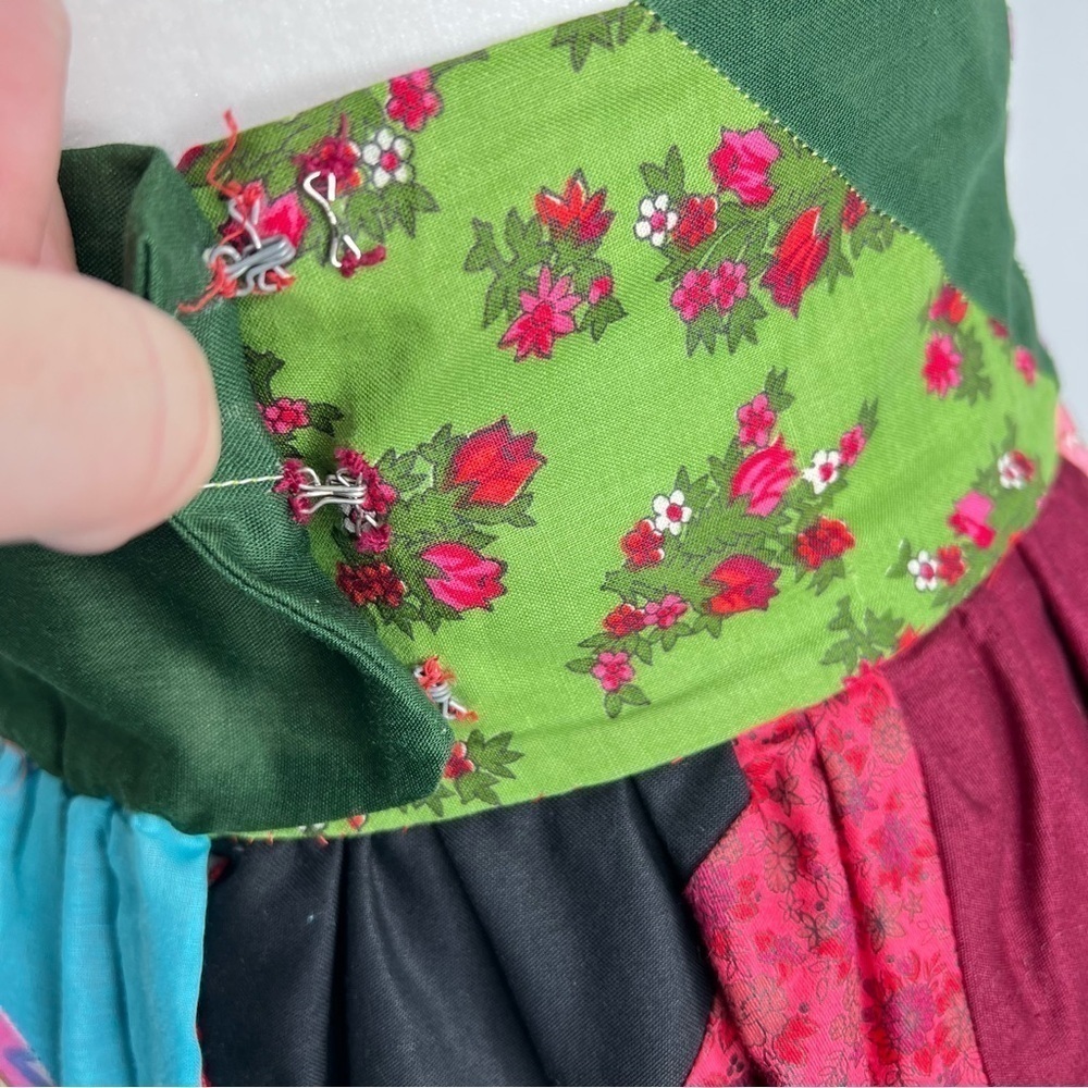 Vintage Hand Made Patchwork Quilt High Rise Maxi Skirt 4 - Picture 2 of 5